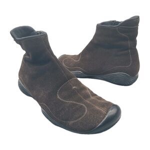 VTG Prada Sport Ankle Boots Women ITALY brown suede flat zip 4459 39.5 US 9.5